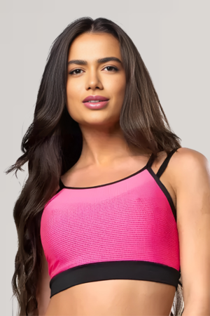 Top Fitness MUVI C/ Tela Dry - Rosa