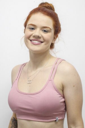 Top MUVI Fitness Alça Dupla C/ Bojo Removível - Rose