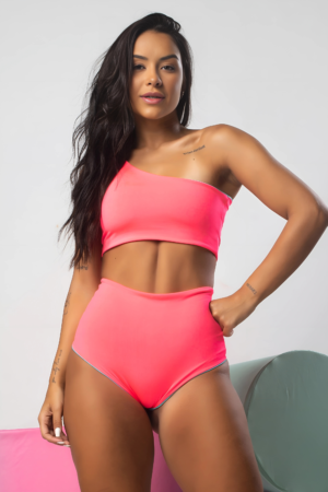 Conjunto Biquíni Hot Pant Dupla Face - Rosa/Tame