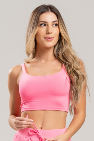 Top MUVI Cropped embutido Casual / Fitness - Rosa