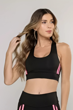 Top MUVI Fitness Listras Laterais - Rosa