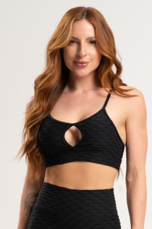 Top MUVI 3D Micro Bolhas com Alça Fitness - Preto