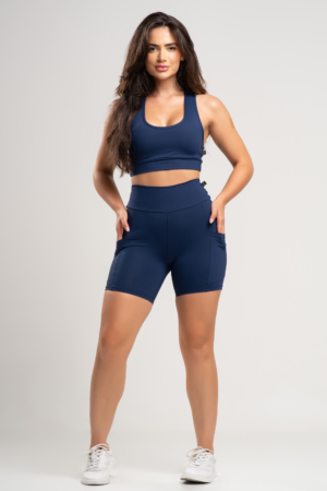 Conjunto MUVI Poliamida Nadador + Short c/ Bolso  Azul