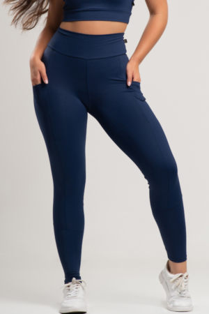 Calça Legging Poliamida Fitness com Bolso Lateral - Azul