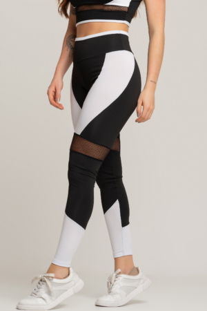 Calça Legging MUVI Fitness c/ Detalhe Tela DRY - Branco