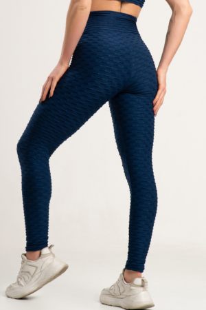 Calça Legging MUVI Fitness 3D Micro Bolhas - Azul