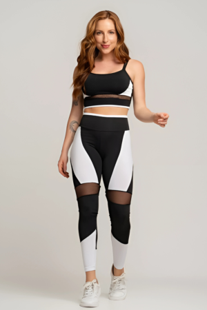Conjunto MUVI Fitness Detalhe Tela DRY - Branco (Top+Calça)