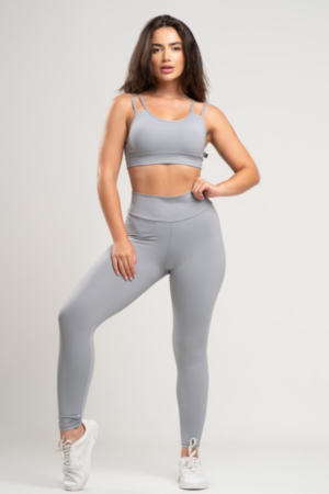 Conjunto MUVI Poliamida com Alça Dupla Fitness - Cinza