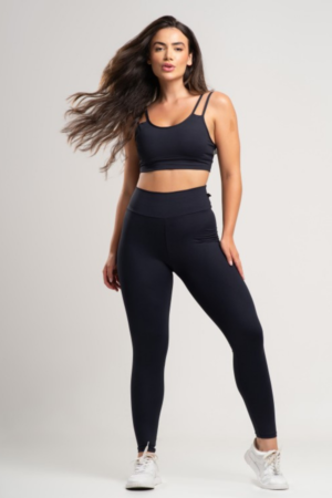 Conjunto MUVI Poliamida com Alça Dupla Fitness - Preto