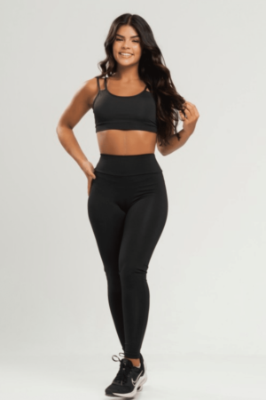 Conjunto MUVI Básico Liso Fitness - Preto (Top+Calça)
