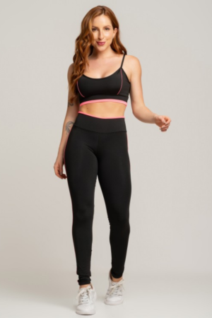 Conjunto MUVI Fitness C/ Detalhe - Rosa (Top+Calça)
