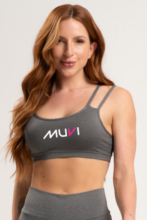Top Exclusivo MUV Básico Liso com Alça Fitness - Cinza
