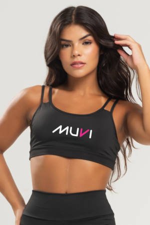 Top Exclusivo MUV Básico Liso com Alça Fitness - Preto