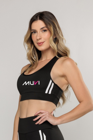 Top Exclusivo MUVI Fitness Listras Laterais - Branco