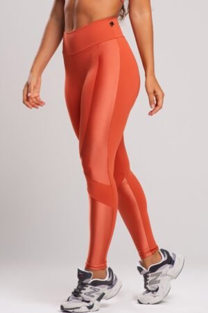 Calça Legging MUVI Poliamida Detalhes c/ Brilho - Laranja